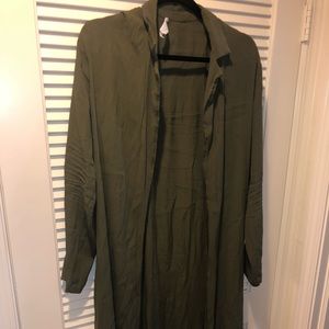 Olive green trench style kimono